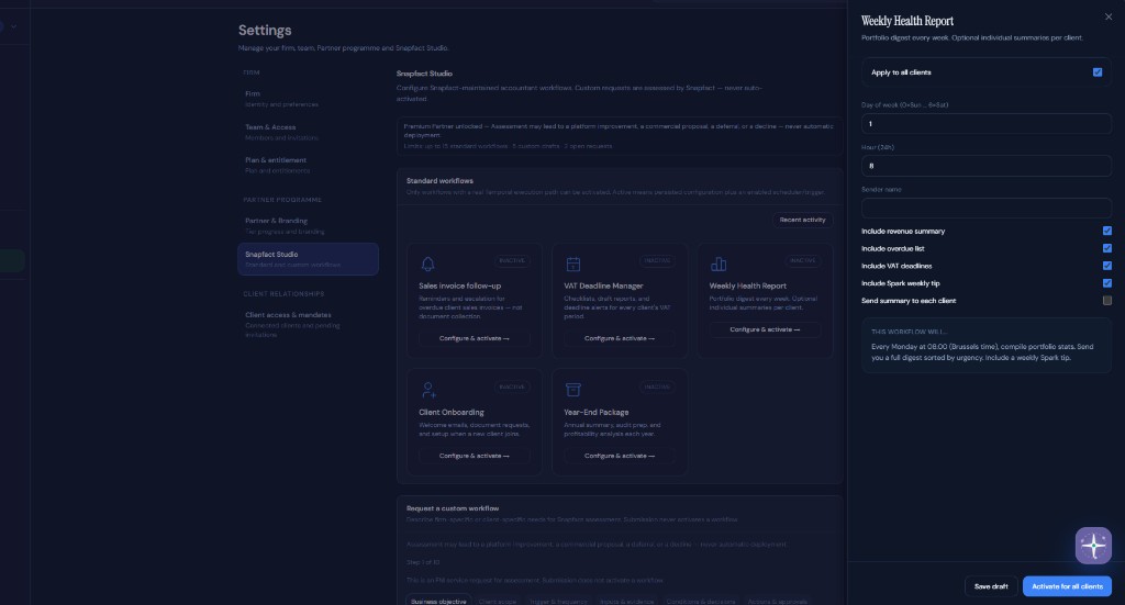 Snapfact Studio — accountant workflows