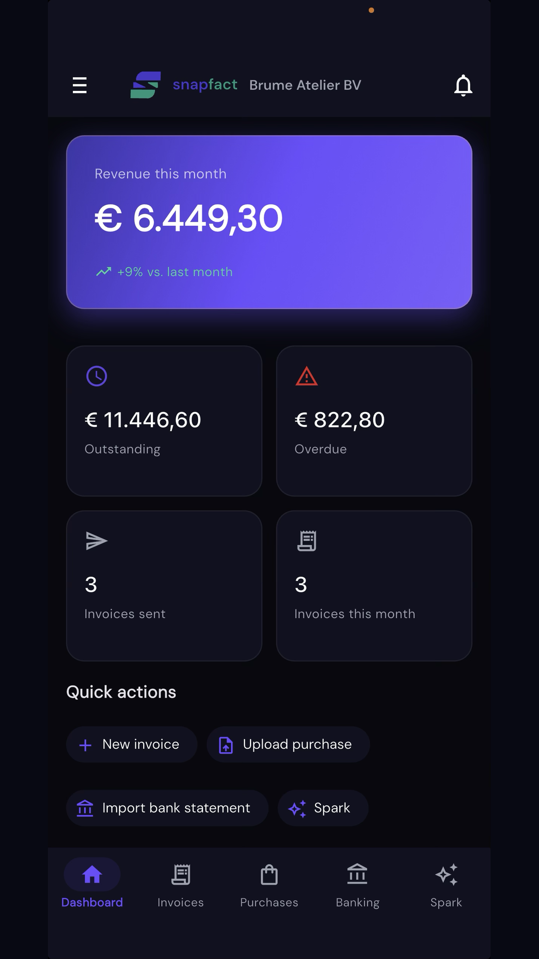 Snapfact mobile dashboard
